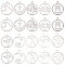 40Pcs 10 Style 304 Stainless Steel Pendants, Round Ring, Stainless Steel Color, 4pcs/style