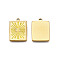 304 Stainless Steel Enamel Pendants, Real 18K Gold Plated, Rectangle with Sun, Yellow, 21x15.5x2mm, Hole: 1.4mm