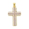 Rack Plating Brass Micro Pave Cubic Zirconia Pendants, Cadmium Free & Lead Free, Long-Lasting Plated, Cross, Real 18K Gold Plated, Lilac, 32x20x4mm, Hole: 4x3mm