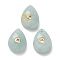 Natural Flower Amazonite Pendants, Faceted Teardrop Charms with Golden Tone Brass Micro Pave Clear Cubic Zirconia Findings, Golden, 18x13x6.5~7mm, Hole: 1mm
