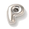 Brass Pendants, Long-Lasting Plated, Platinum, Letter P, 10x9x3.5mm, Hole: 1.4mm