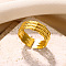 Simple Style 304 Stainless Steel Cuff Rings, for Women, Golden, Inner Diameter: 18mm
