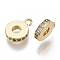 Brass Micro Pave Clear Cubic Zirconia Tube Bails, Loop Bails, Bail Beads, Nickel Free, Real 18K Gold Plated, 10x7.5x2mm, Hole: 1.2mm, Inner Diameter: 2.5mm