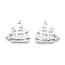 Non-Tarnish 201 Stainless Steel Pendant, Ship Charms, Stainless Steel Color, 35.5x39x1.5mm, Hole: 1.5mm