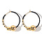 Bohemian Style Brass & Glass Beaded Hoop Earrings for Women, Black, 400