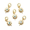 Sun with Evil Eye Brass Enamel Pendants, with Jump Rings, Cadmium Free & Nickel Free & Lead Free, Real 18K Gold Plated, 12x7x2mm, Hole: 3.4mm