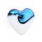 Handmade Lampwork Beads, Heart, Two Tone, Light Sky Blue, 19~20.5x20~20.5x11~12.5mm, Hole: 1.5~2.5mm