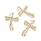Brass Micro Pave Cubic Zirconia Pendants, Cross, Colorful, Golden, 33.5x23.5x2.5mm, Hole: 3.5x7mm