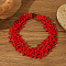 Bohemian Style Glass Bead Multi-layer Necklaces for Daily Wear and Gifting, Red, 19.69 inch(50cm)