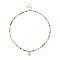 Brass Saint Benedict Pendant Necklace, Glass Seed & Acrylic Pearl Beaded Necklace for Women, Colorful, 17.36 inch(44.1cm)