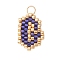 Handmade MIYUKI Seed Beads, Loom Pattern Letter Pendants, with 304 Stainless Steel Jump Rings, Letter G, 15x10.5x2mm, Hole: 2.5mm