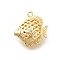 Brass Pendants, Cadmium Free & Nickel Free & Lead Free, Fish Charms, Hollow, Real 18K Gold Plated, 22x20x10.5mm, Hole: 1.8mm