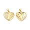 Brass Micro Pave Clear Cubic Zirconia Pendants, Cadmium Free & Lead Free, Heart Charms, Real 16K Gold Plated, 20x20x2.5mm, Hole: 5x3.5mm