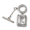 Brass Micro Pave Clear Cubic Zirconia Toggle Clasps, Cadmium Free & Nickel Free & Lead Free, Rectangle, Platinum, Bar: 15.5mm; Rectangle: 25mm