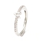 Clear Cubic Zirconia Initial Letter Adjustable Ring, Platinum Brass Jewelry for Women, Cadmium Free & Lead Free, Letter.A, Inner Diameter: 18mm