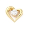 Brass Micro Pave Clear Cubic Zirconia Pendants, Cadmium Free & Lead Free, Heart Charms, Real 16K Gold Plated, 20.5x24.5x9mm, Hole: 4mm