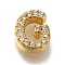 Rack Plating Brass Micro Pave Clear Cubic Zirconia Beads, Long-Lasting Plated, Cadmium Free & Lead Free, Real 18K Gold Plated, Letter G, 8x6.5x3mm, Hole: 0.8mm