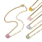 Electroplated Natural Quartz Hexagon Prism Pendant Necklaces, Brass Paperclip Chain & Cuban Link Chain Necklaces, Golden, Mixed Color, 17.72 inch(45cm)