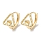 Brass Stud Earring Findings, Cadmium Free & Nickel Free & Lead Free, Real 18K Gold Plated, 12.5x10.5mm, Pin: 0.9mm