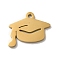 Ion Plating(IP) 304 Stainless Steel Pendants, Laser Cut, Graduation Hat Charm, Golden, 15x20x1.5mm, Hole: 1.8mm