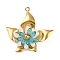 304 Stainless Steel Pendants, with Acrylic Beads, Flower, Golden, WhiteSmoke, 35x35.5x10mm, Hole: 1.8mm