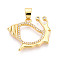 Brass Micro Pave Clear Cubic Zirconia Pendants, Cadmium Free & Lead Free, Snail, Real 18K Gold Plated, 18x24x3mm, Hole: 6x4mm