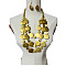 Ethnic Style Wood Flat Round Beaded Multilayer Necklaces & Dangle Earrings Sets, Light Khaki, 580mm