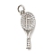 Brass Micro Pave Cubic Zirconia Pendants, Racket Shape, with Jump Ring, Platinum, 22.5x8.5x2.5mm, Hole: 3.5mm
