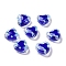 Glass Heart Beads, Hand Drawn Beads, with Enamel, Bead in Bead, Marine Blue, 12x11.5~12.5x6.5~7mm, Hole: 0.8~1mm