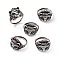 Cat Natural Labradorite Adjustable Rings, Platinum Tone Brass Jewelry for Women, 1~16.5mm, Inner Diameter: 17mm