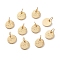 Brass Charms, Long-Lasting Plated, with Jump Rings, Flat Round with Word Love, for Valentine's Day, Real 18K Gold Plated, 8.5x1mm, Jump Ring: 5x1mm, Inner Diameter: 3mm
