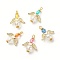 Acrylic & Glass Pendant Decotrations, with Alloy Wings and Iron Findings, Agnel, Golden, Mixed Color, 25x20x8mm, Hole: 2.5mm, 5pcs/set