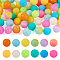 Pandahall 72Pcs 12 Colors Luminous Round Food Grade Silicone Focal Beads, Mixed Color, 15x14.5mm, Hole: 2mm, 6pcs/color