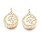 Brass Micro Pave Clear Cubic Zirconia Pendants, Nickel Free, Moon, Real 18K Gold Plated, 15x10x1mm, Hole: 1.6mm