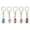 Alloy with Glass Seed Beads Keychain, Angle, Mixed Color, 8.7cm