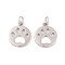 Rack Plating Brass Pendants, Cadmium Free & Lead Free, Long-Lasting Plated, Flat Round with Paw Print, Platinum, 14x12x1mm, Hole: 3mm