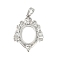 Brass Pendant Cabochon Settings, Tortoise Charm, Platinum, 37.5x27.5x2.5mm, Hole: 8x5mm, tray: 18.5x13.5mm