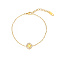Rhombus Cubic Zirconia Link Bracelet, Golden Stainless Steels Cable Chains, Gold, 6-1/4 inch(16cm)