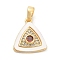 Brass Micro Pave Cubic Zirconia Pendents, Cadmium Free & Nickel Free & Lead Free, with Shell and Glass Charms, Real 18K Gold Plated, 15x13.5x2.5mm, Hole: 4.5x2mm