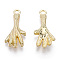 Rack Plating Alloy Pendants, Cadmium Free & Nickel Free & Lead Free, Palm, Light Gold, 26.5x13x6mm, Hole: 2.2mm