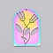 Ion Plating(IP) 201 Stainless Steel Pendants, Laser Cut, Hollow, Rectangle and Flower, Rainbow Color, 33x23x1mm, Hole: 1.6mm