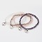 Glass Beads Stretch Bracelets, with Alloy Heart Charms, Mixed Color, 41mm(1-5/8 inch)