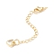 Brass Micro Pave Cubic Zirconia Chain Extender, with Stainless Steel Lobster Claw Clasps and Heart Charm, Long-Lasting Plated, Golden, 77x3mm, Hole: 3mm