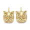 Brass Micro Pave Clear Cubic Zirconia Pendants, Long-Lasting Plated, Owl Shape, Golden, 26x19x6mm, Hole: 5.5x3mm