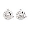 Alloy and Rhinestone Pendants, Flat Round with Fish, Platinum, 21x20.5x3mm, Hole: 1.6mm
