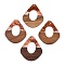 Transparent Resin and Walnut Wood Pendants, Hollow Teardrop Charms with Gold Foil, Sienna, 48x41x4mm, Hole: 2mm
