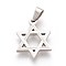 Tarnish Resistant 304 Stainless Steel Pendants, for Jewish, Star of David, Stainless Steel Color, 22x16.5x2mm, Hole: 4x5mm