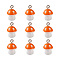Plastic Pendants, with Platinum Plated Iron Loop, Mushroom with Polka Dots, Orange, 17.5x11.5x12mm, Hole: 1.5mm