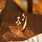 925 Sterling Silver Micro Pave Clear Cubic Zirconia Cuff Rings, Golden, Leo, Inner Diameter: Adjustable