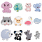 12Pcs 12 Style Silicone Focal Beads, Animal Style, Mixed Shapes, Mixed Color, 21.5~31x22~33x7~10mm, Hole: 2~2.5mm, 1pc/style